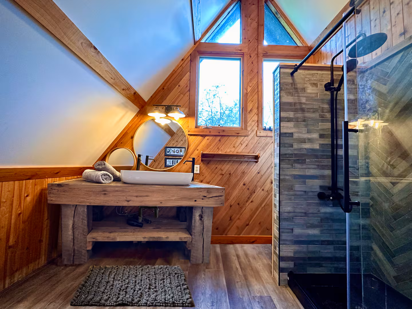 Large spa-like A-Frame bathroom