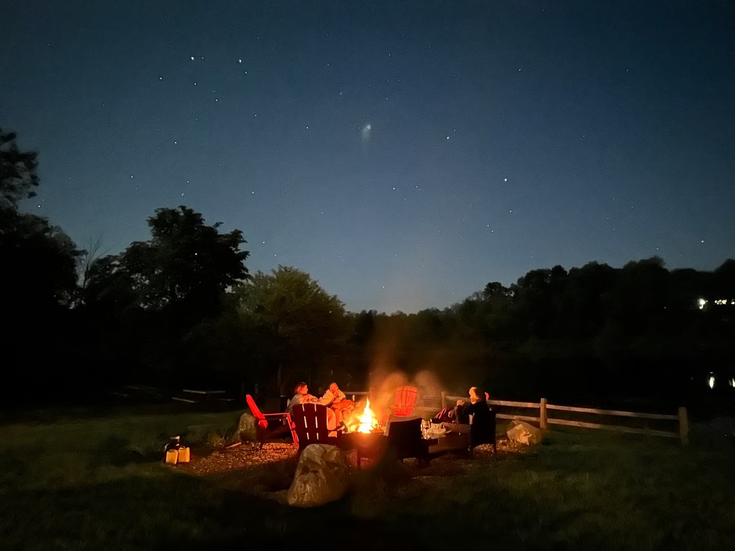 Starry night campfire
